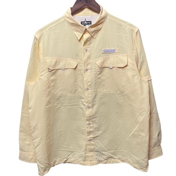 Habit Other - yellow lightweight long sleeve button up two pocket activewear collared shirt